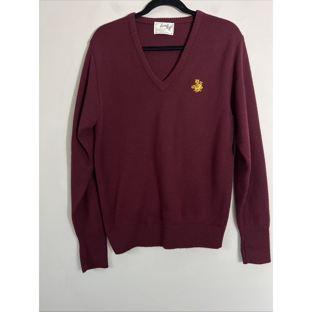 Vintage U of M Goldy Gopher Maroon Knit Sweater Size S Golf Tennis UMN Gophers